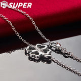 925 Sterling Silver Clover Pendant Necklace 18 Inch Chain Gift for Women