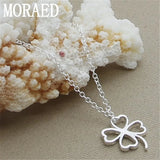 925 Sterling Silver Clover Pendant Necklace 18 Inch Chain