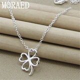 925 Sterling Silver Clover Pendant Necklace 18 Inch Chain