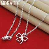 925 Sterling Silver Clover Pendant Necklace 18 Inch Chain