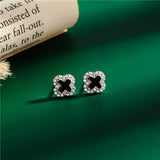 925 Silver Clover Geometric Earrings Vintage Women Wedding Party Jewelry