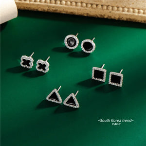 925 Silver Clover Geometric Earrings Vintage Women Wedding Party Jewelry