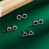 925 Silver Clover Geometric Earrings Vintage Women Wedding Party Jewelry