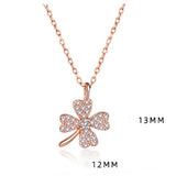 925 Silver Clover Necklace Zircon Adjustable Chain Pendant Birthday Gift