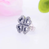 925 Silver Quatrefoil Heart Zircon Stud Earring Kid Girl Baby Christmas