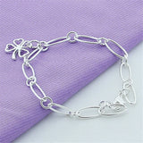 925 Silver Four Leaf Clover Flowers Bracelet For Women Charm Wedding Engagement
