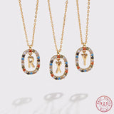 925 Silver Zircon Initials Pendant Necklace Classic Party Jewelry