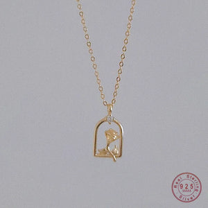 925 Silver French Basket Rose Flower Pendant Necklace Women Wedding Jewelry