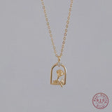 925 Silver French Basket Rose Flower Pendant Necklace Women Wedding Jewelry
