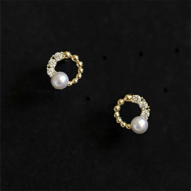 925 Silver Pea Pearl Earrings Vintage 14k Plated Jewelry