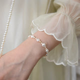 925 Silver Freshwater Pearl Bell Bracelet Wedding Party Jewelry