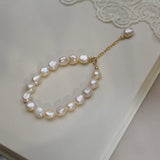 925 Silver Freshwater Pearl Bell Bracelet Wedding Party Jewelry