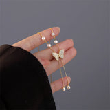 925 Silver Pearl Butterfly Necklace for Women Girl Adjustable Choker
