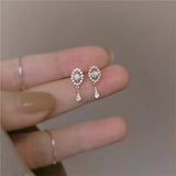 925 Silver Crystal Tassel Drop Earrings Plating 14k - Wedding Gift Jewelry