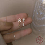 925 Silver Crystal Tassel Drop Earrings Plating 14k - Wedding Gift Jewelry