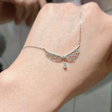 925 Silver French Lace Zircon Necklace Crown Collar Chain