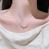 925 Silver French Lace Zircon Necklace Crown Collar Chain
