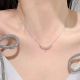 925 Silver French Lace Zircon Necklace Crown Collar Chain