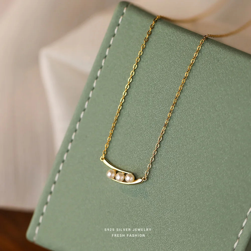 925 Silver Vintage Pearl Pendant Necklace for Women