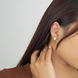 925 Silver Ruffled Faux Pearl Stud Earrings Vintage Jewelry