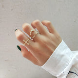 925 Silver Zircon Geometric Open Ring for Women Party Jewelry Gift
