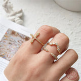 925 Silver Zircon Geometric Open Ring for Women Party Jewelry Gift