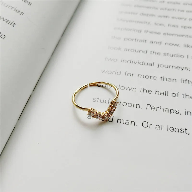 925 Silver Zircon Geometric Open Ring for Women Party Jewelry Gift
