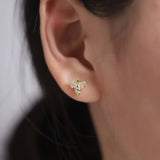 925 Silver Bee Stud Earrings French Pav? Crystal 14k Jewelry