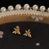 925 Silver Bee Stud Earrings French Pav? Crystal 14k Jewelry