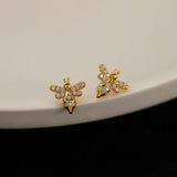 925 Silver Bee Stud Earrings French Pav? Crystal 14k Jewelry