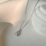 925 Silver Crystal Drift Bottle Pendant Necklace Women Party Jewelry Gift