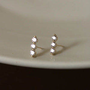 925 Silver Crystal Stud Earrings 14k Plating Women Jewelry Gift