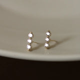 925 Silver Crystal Stud Earrings 14k Plating Women Jewelry Gift