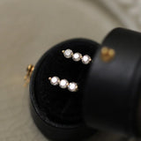 925 Silver Crystal Stud Earrings 14k Plating Women Jewelry Gift
