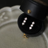 925 Silver Crystal Stud Earrings 14k Plating Women Jewelry Gift