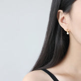 925 Silver Pearl Geometric Line Stud Earrings for Women