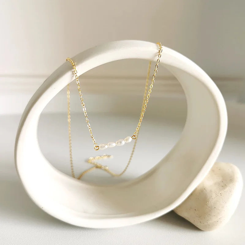 925 Silver French Pearl Pendant Necklace Wedding Party Jewelry Gift
