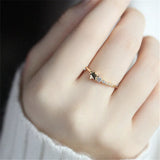 925 Sterling Silver French Star Pav? Crystal Ring Women Classic Tempe...