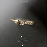 925 Sterling Silver French Star Pav? Crystal Ring Women Classic Tempe...