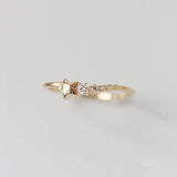 925 Sterling Silver French Star Pav? Crystal Ring Women Classic Tempe...