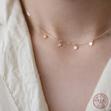 925 Silver Star Pendant Necklace French Style 14k Jewelry