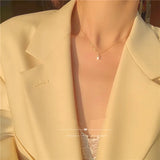 925 Silver Square Diamond Pendant Necklace Women Chain Jewelry