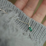 925 Silver Square Diamond Pendant Necklace Women Chain Jewelry