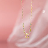 925 Silver French Vintage Bow Necklace Zircon Light Wedding Jewelry