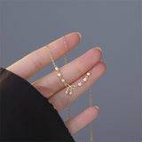 925 Silver French Vintage Bow Necklace Zircon Light Wedding Jewelry