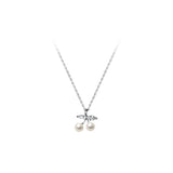 925 Silver Fresh Water Pearl Cherry Pendant Necklace