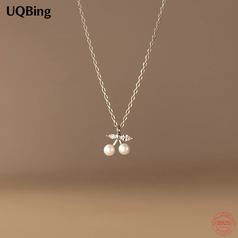 925 Silver Fresh Water Pearl Cherry Pendant Necklace