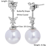 925 Silver Freshwater Pearl Drop Earrings Crystal Fine Jewelry
