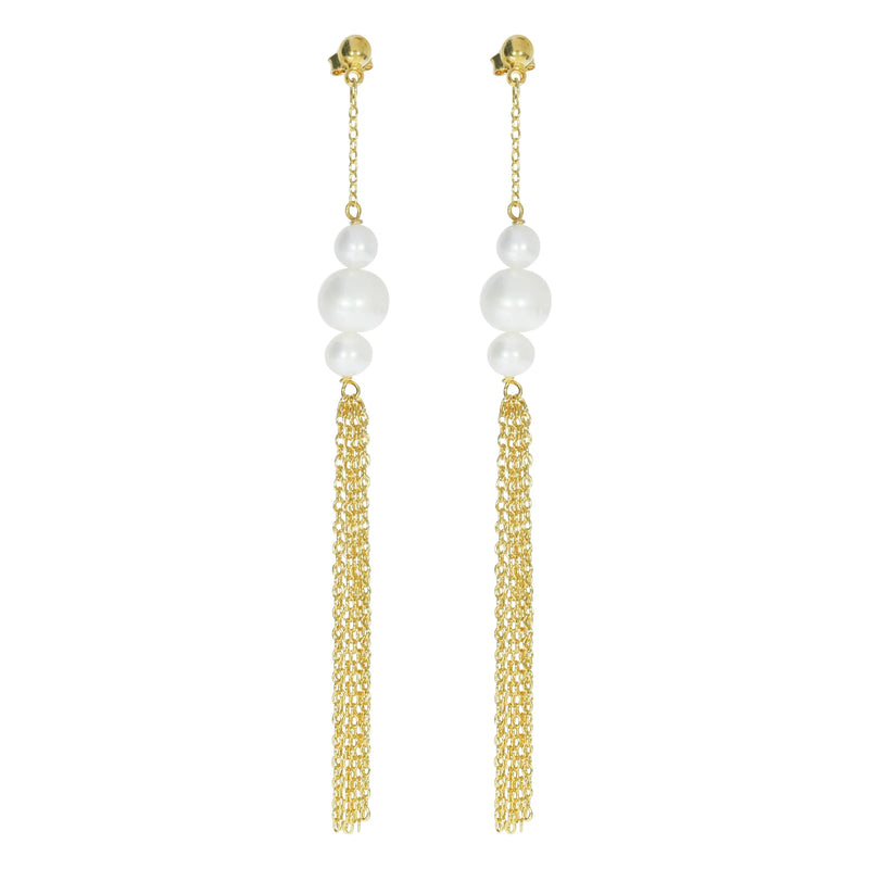 925 Silver Pearl Drop Earrings Tassel Jewelry