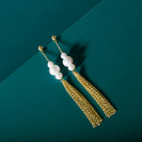 925 Silver Pearl Drop Earrings Tassel Jewelry